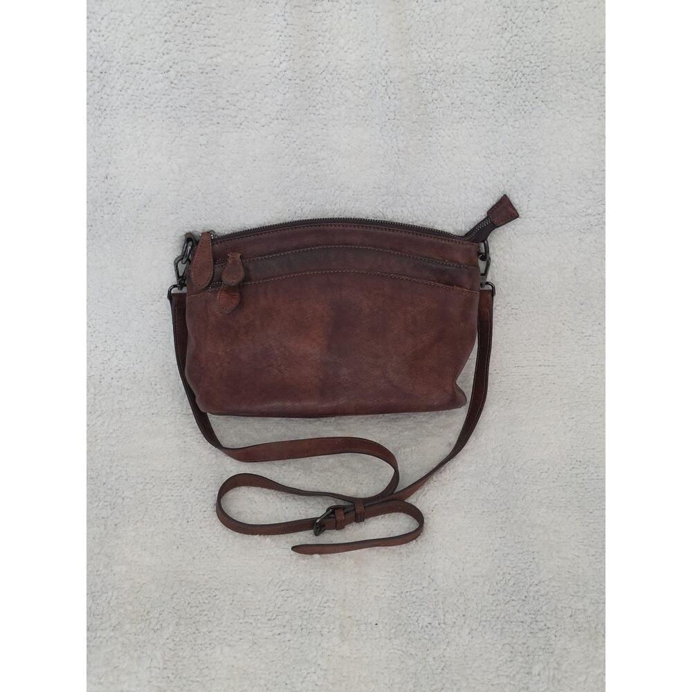 HESHE Brown Leather Crossbody Bags Purses Women Medium Functional Multi Pocket